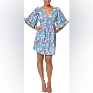 Betsey Johnson Blue Puff Sleeve Sundress, size 10